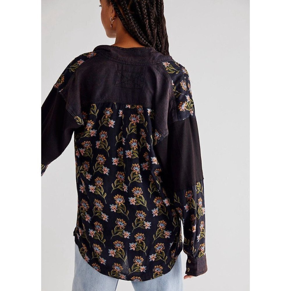 Free People Summer of Surf Pullover Button Henley Top Long Sleeve Size L NEW - Picture 4 of 10